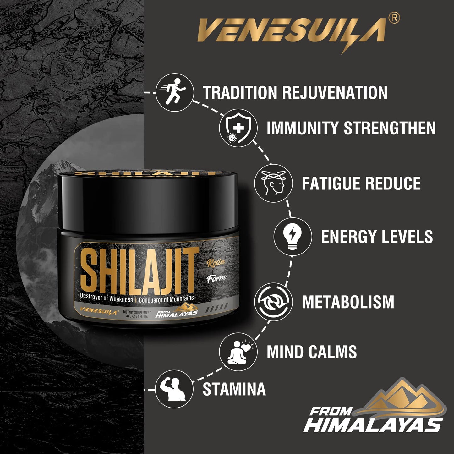 Shilajit Resin - Organic Shilajit Resin Third Party Tested Rich in 85+ Trace Minerals, Gold Grade Himalayan Pure Shiljait for Energy (1 Fl Oz (Pack of 1))