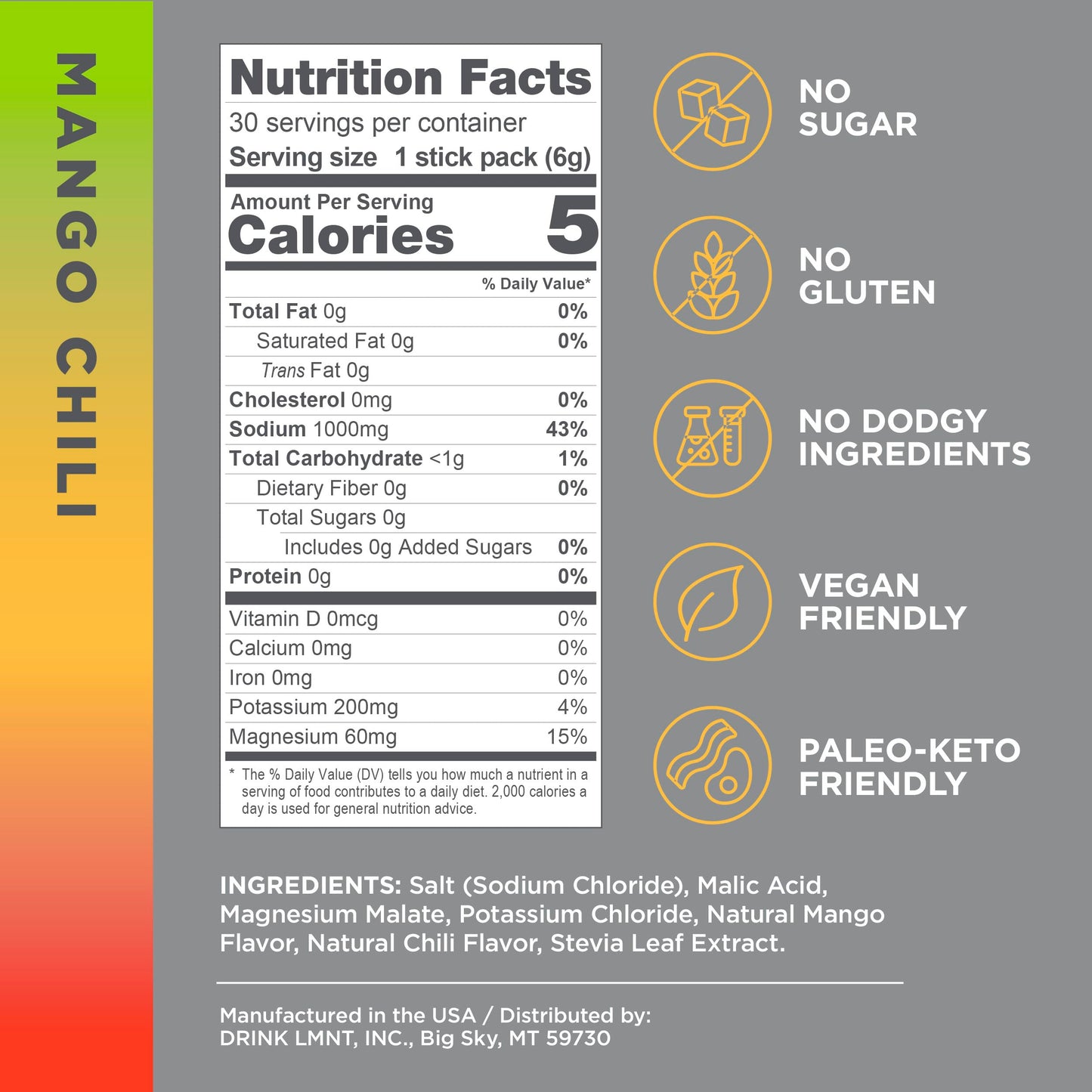 LMNT Zero-Sugar Electrolytes - Orange Salt - Hydration Powder Packets | No Dodgy Ingredients | Keto & Paleo Friendly | 30 Sticks