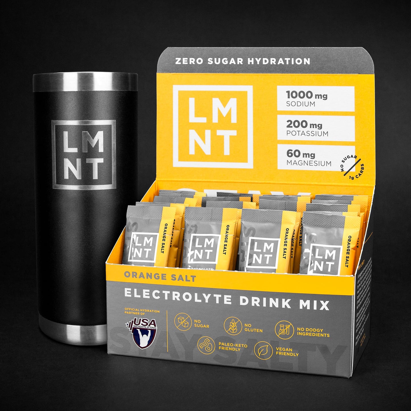 LMNT Zero-Sugar Electrolytes - Orange Salt - Hydration Powder Packets | No Dodgy Ingredients | Keto & Paleo Friendly | 30 Sticks