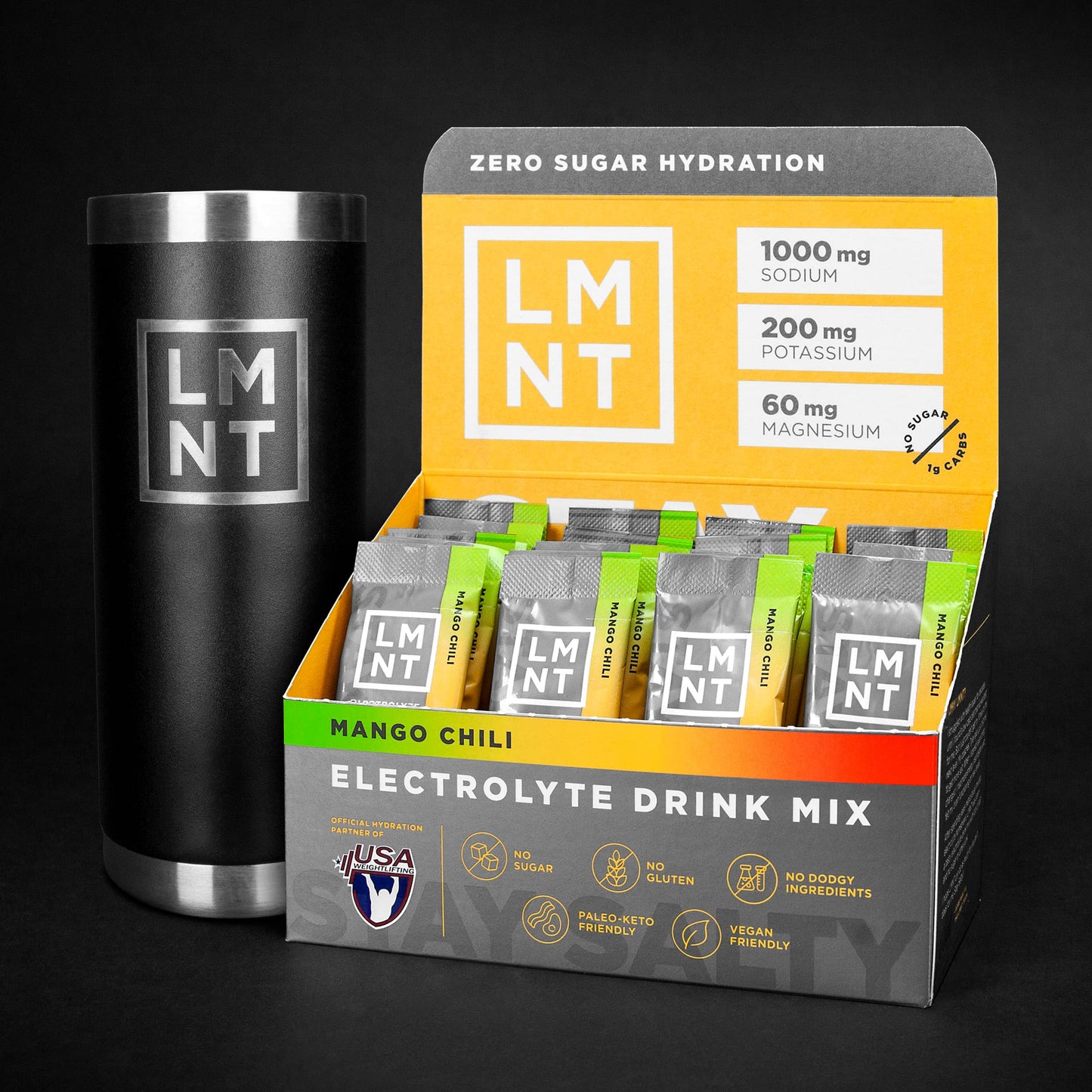 LMNT Zero-Sugar Electrolytes - Orange Salt - Hydration Powder Packets | No Dodgy Ingredients | Keto & Paleo Friendly | 30 Sticks