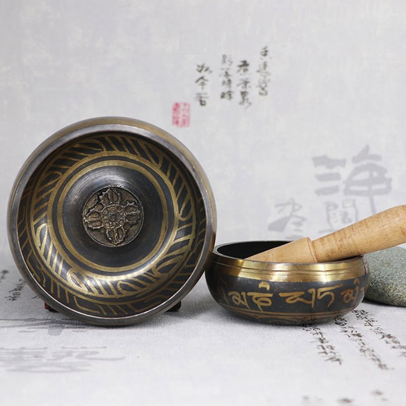 Nepal handmade Buddha sound bowl sound therapy yoga meditation singing bowl Tibet prayer bowl metal craft home decor ornaments