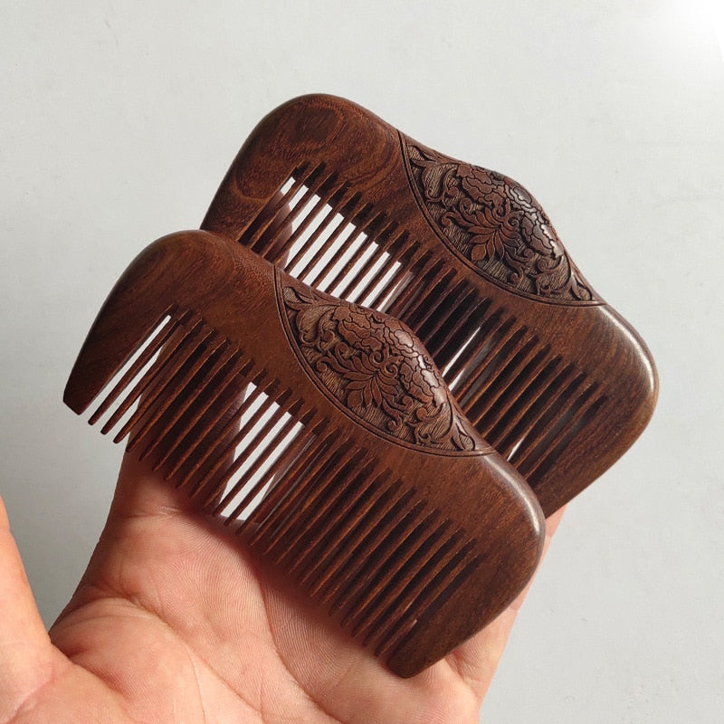 Super Narrow Tooth Natural Black Gold Sandalwood Comb