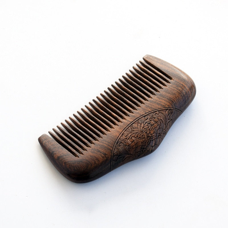 Super Narrow Tooth Natural Black Gold Sandalwood Comb