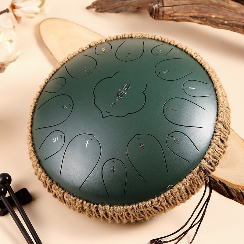 Steel Tongue Drum 13 Inch 15 Tones D Key Tank Drum Tamborine Yoga Meditation Percuss Music Instrument Children&#39;s Day Gifts