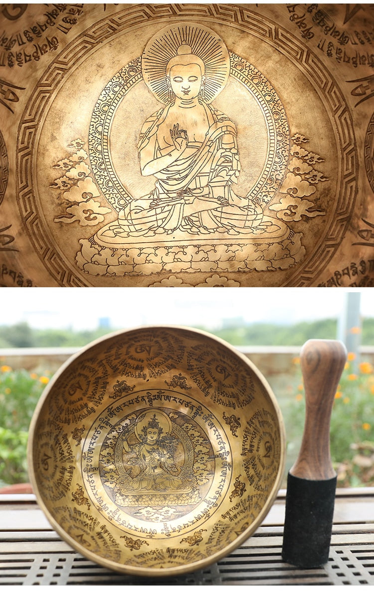 Tibetan Meditation Black Singing Energy Decoration Nepal Characteristic Singing Copper Sound Therapy Monk Bowl Buddhist Supplies