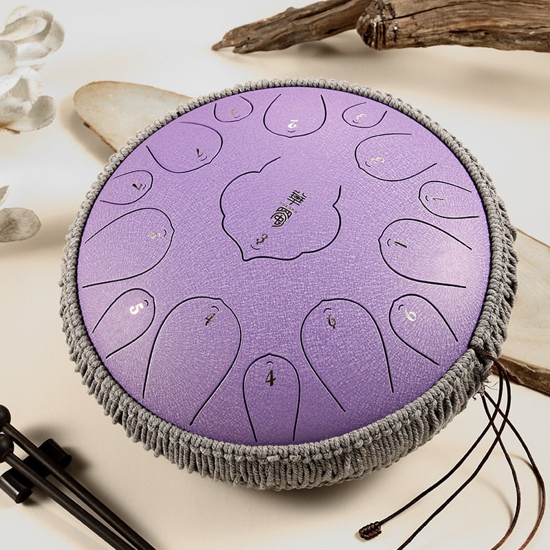 Steel Tongue Drum 13 Inch 15 Tones D Key Tank Drum Tamborine Yoga Meditation Percuss Music Instrument Children&#39;s Day Gifts