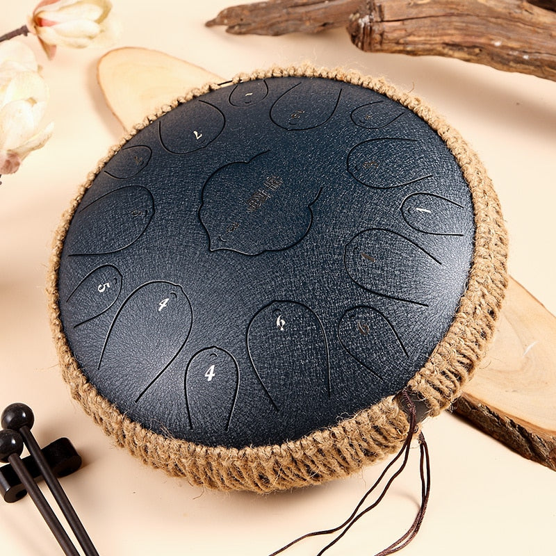 Steel Tongue Drum 13 Inch 15 Tones D Key Tank Drum Tamborine Yoga Meditation Percuss Music Instrument Children&#39;s Day Gifts