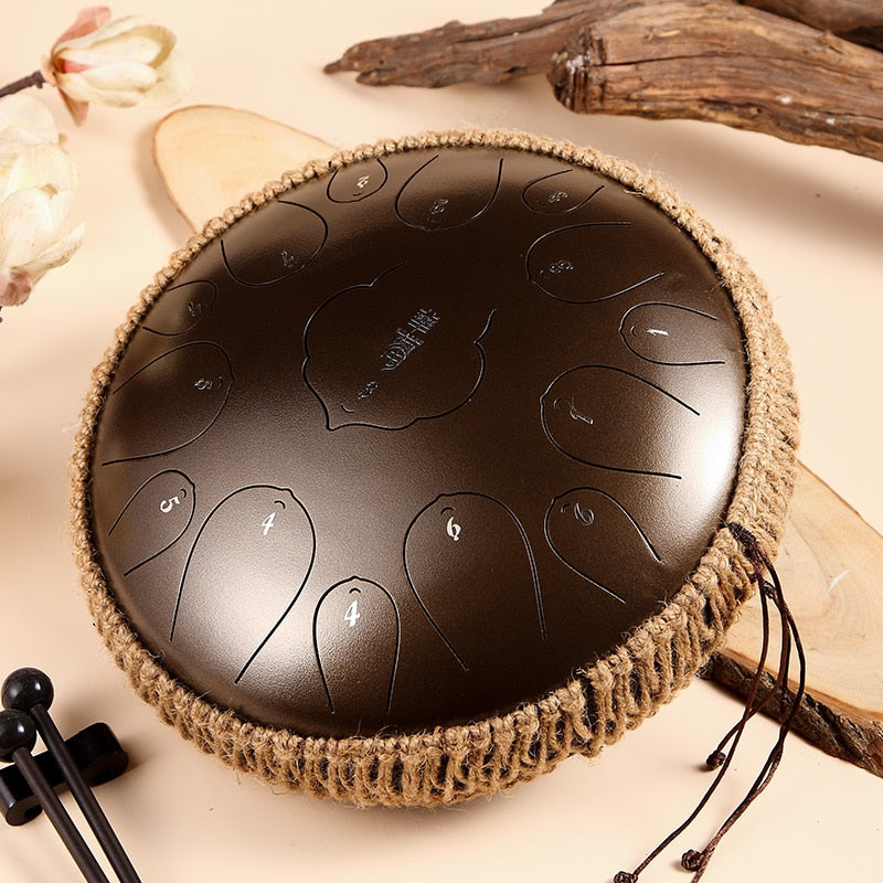 Steel Tongue Drum 13 Inch 15 Tones D Key Tank Drum Tamborine Yoga Meditation Percuss Music Instrument Children&#39;s Day Gifts