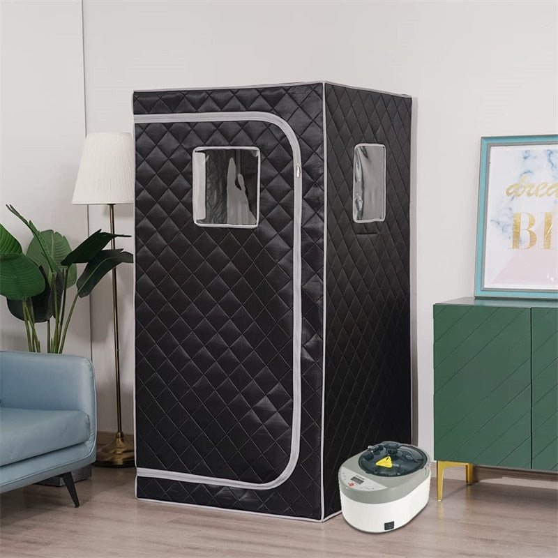 Full Body Home Steam Sauna Set 4L Large Steam Pot One Person Sauna Spa with Time Temperature Remote Control Detox Therapy