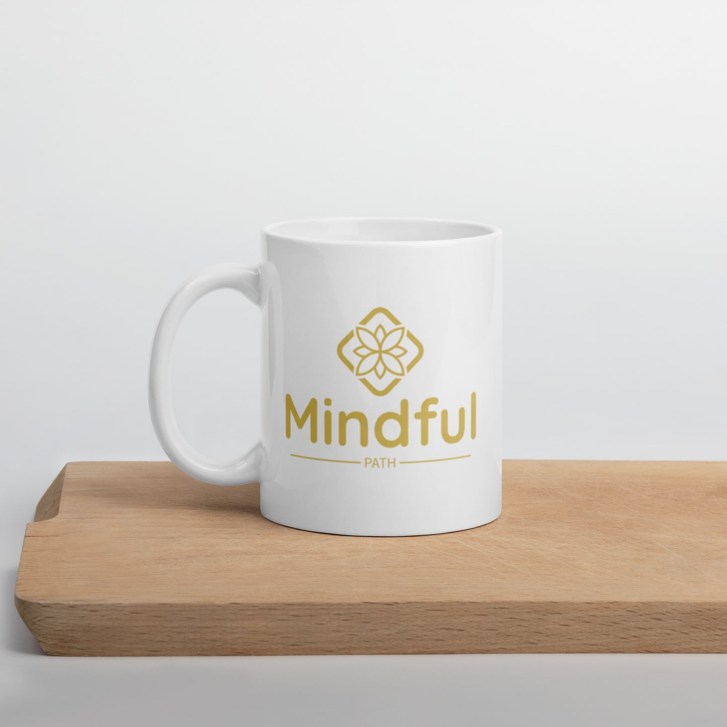 Mindful Path White glossy mug